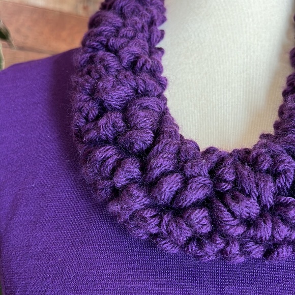 CARON CHICAGO Vintage Purple Avant Garde Sheath Dress with Yarn Trim - Picture 3 of 13